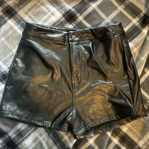 Black Faux Leather Shorts